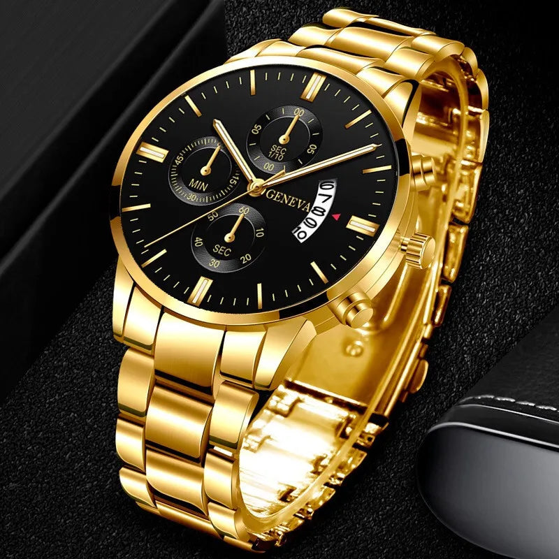 2025 Fashion Men Stainless Steel Watch Luxury Calendar Quartz Wrist Watch Mens Business Watches for Man Clock Montre Homme