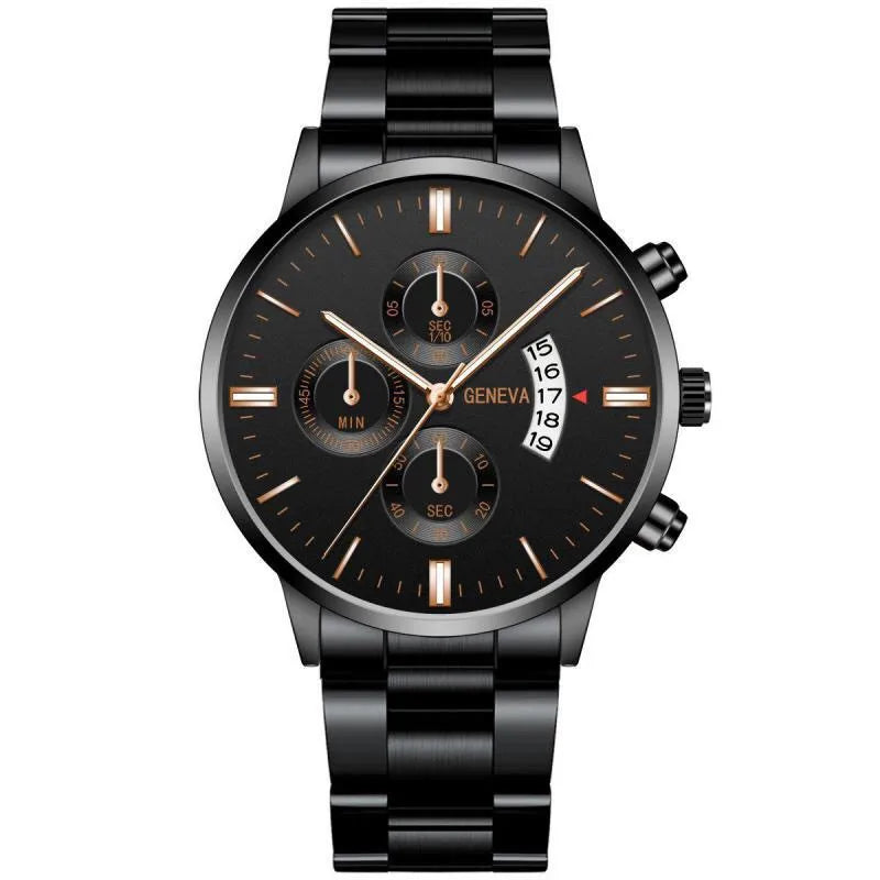 2025 Fashion Men Stainless Steel Watch Luxury Calendar Quartz Wrist Watch Mens Business Watches for Man Clock Montre Homme