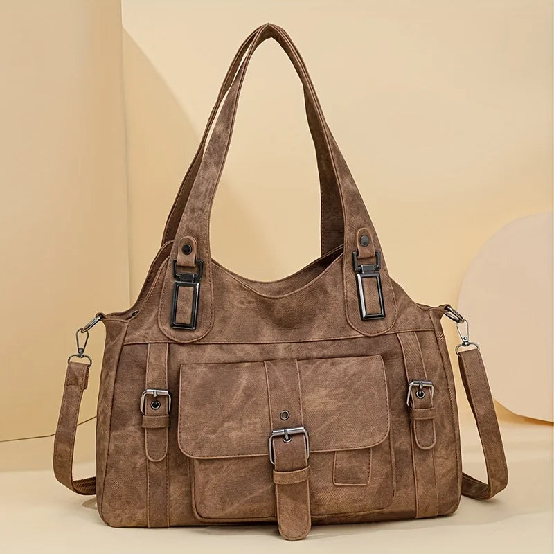 2025 New PU Women Handbag - Fashion Patchwork Tote Bag Spring Simple Design, Spacious Lightweight Shoulder Purse
