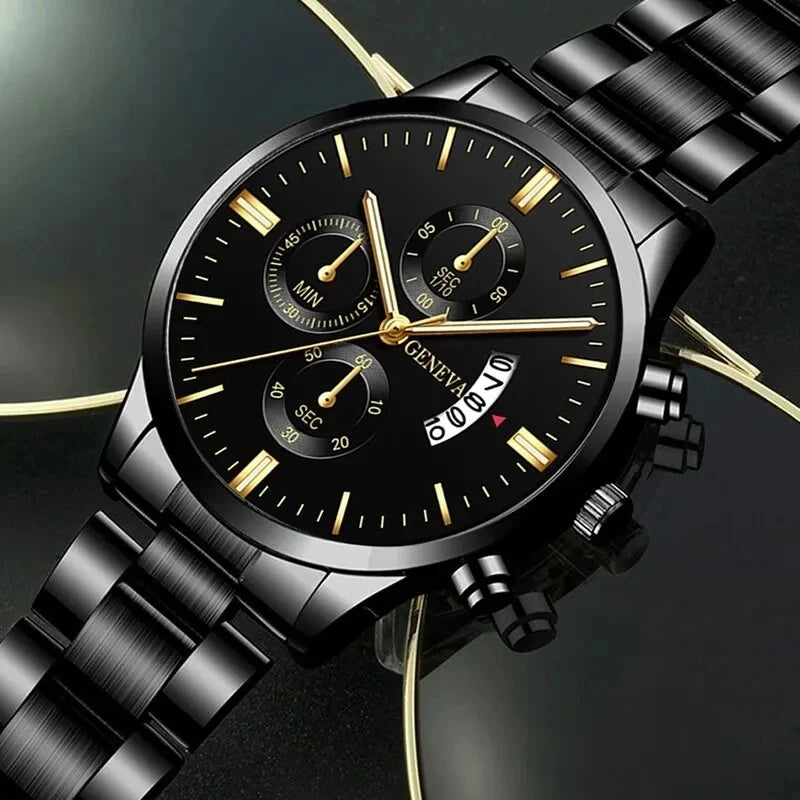2025 Fashion Men Stainless Steel Watch Luxury Calendar Quartz Wrist Watch Mens Business Watches for Man Clock Montre Homme