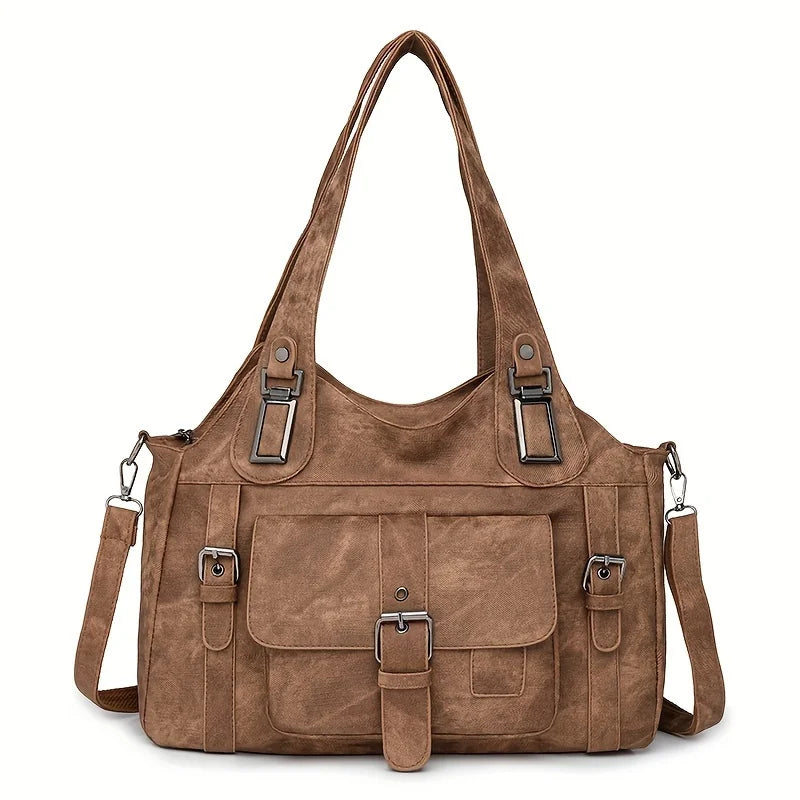 2025 New PU Women Handbag - Fashion Patchwork Tote Bag Spring Simple Design, Spacious Lightweight Shoulder Purse