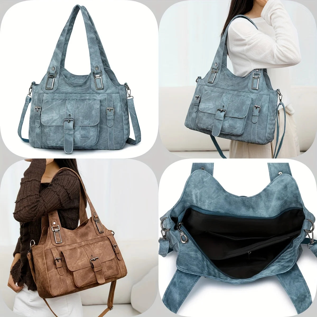 2025 New PU Women Handbag - Fashion Patchwork Tote Bag Spring Simple Design, Spacious Lightweight Shoulder Purse