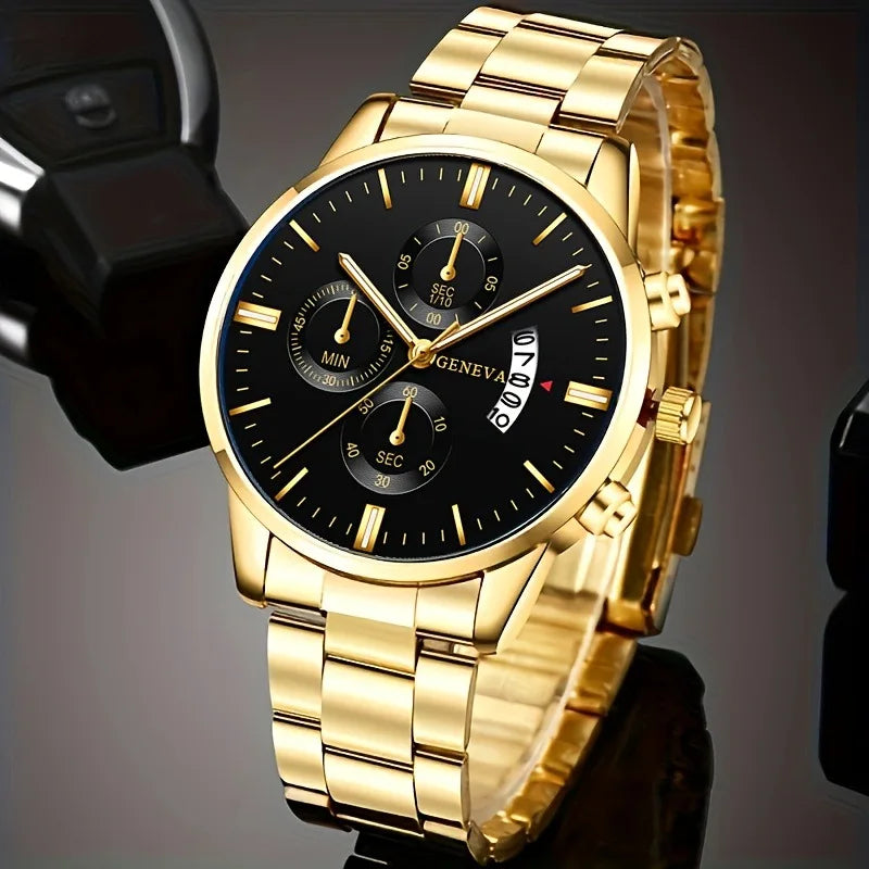 2025 Fashion Men Stainless Steel Watch Luxury Calendar Quartz Wrist Watch Mens Business Watches for Man Clock Montre Homme