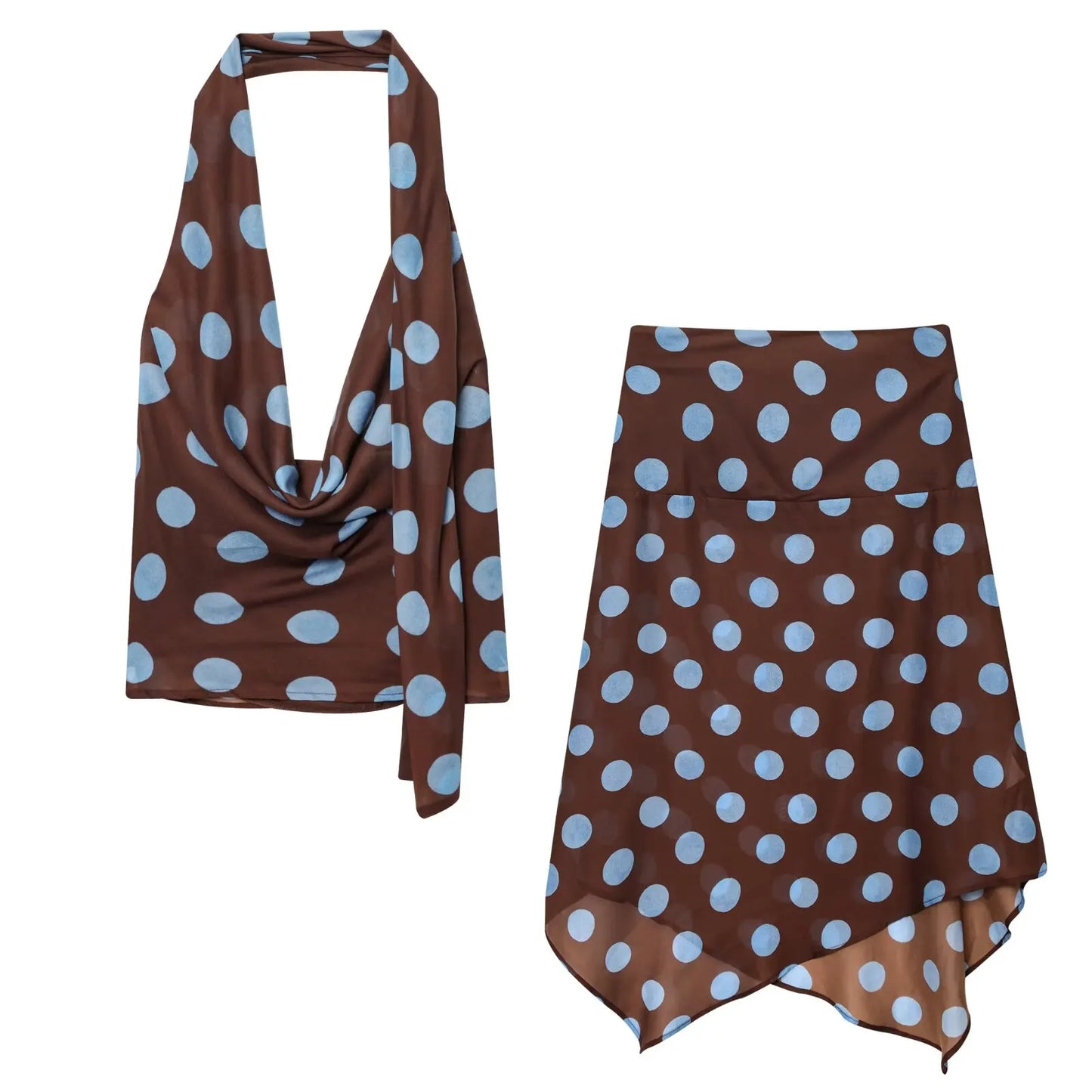 2025 Elegant Women Fashion Polka Dots Print Hem Irregular Midi Skirt Faldas Mujer Female Summer Side Zipper Slim Skirts QUN9329