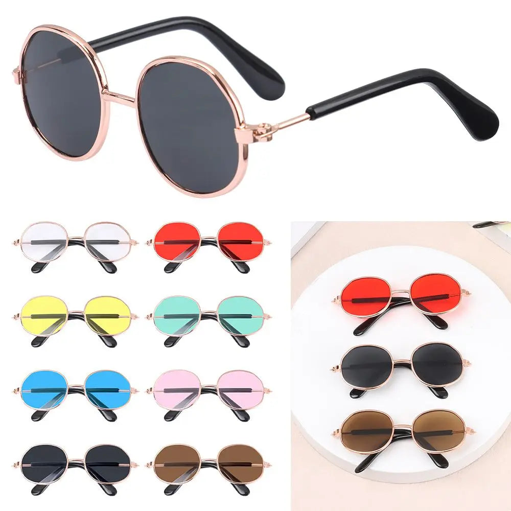 8.5cm Miniature Doll Sunglasses Metal Frame Glasses Lovely Eyewear Eyeglasses For 20cm Cotton Doll Glasses Accessories