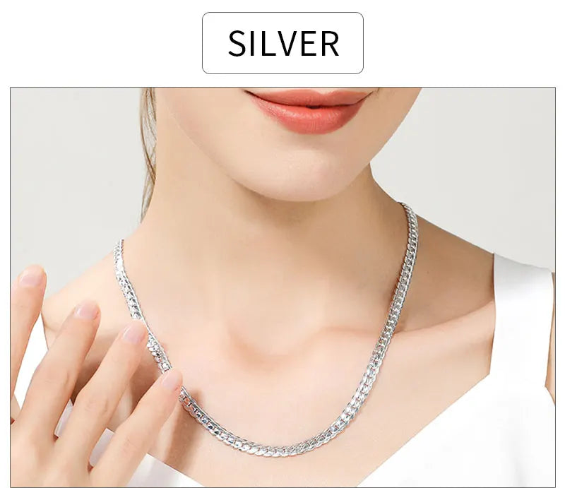 BAYTTLING Man Necklace 925 Sterling Silver 8/18/20/24 Inch Side Chain Bracelet Necklace For Women Men Fashion Jewelry Gifts