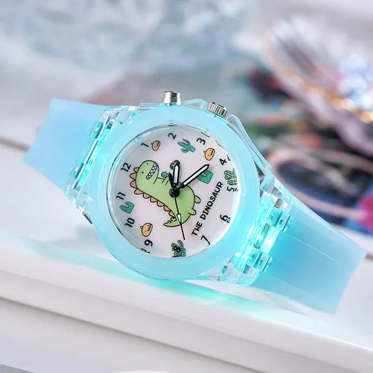 Cartoon Dinosaur Children Watches with Light Luminous Silicone Strap Girls Watch Boys Kids Student Gift Clock reloj infantil