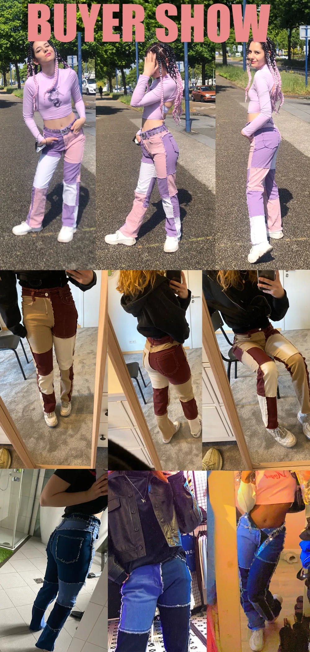 Autumn Brown Women Cowboy Striped Patchwork Jeans Street Casual Hip Hop High Waist Loose Straight Jeans Women's Fashion Pants