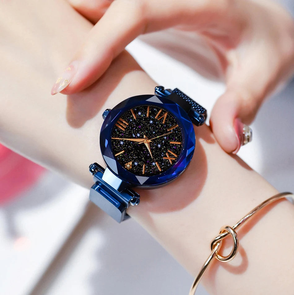 reloj mujer Women's Fashion Starry Sky Watches Magnet Buckle Mesh Belt Diamond Quartz Watch Women Dress Clock relogio feminino