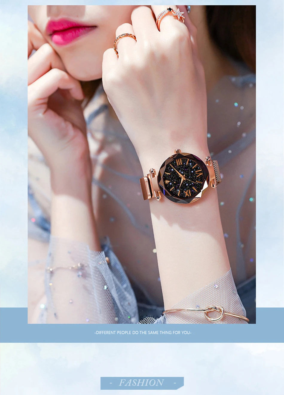 reloj mujer Women's Fashion Starry Sky Watches Magnet Buckle Mesh Belt Diamond Quartz Watch Women Dress Clock relogio feminino