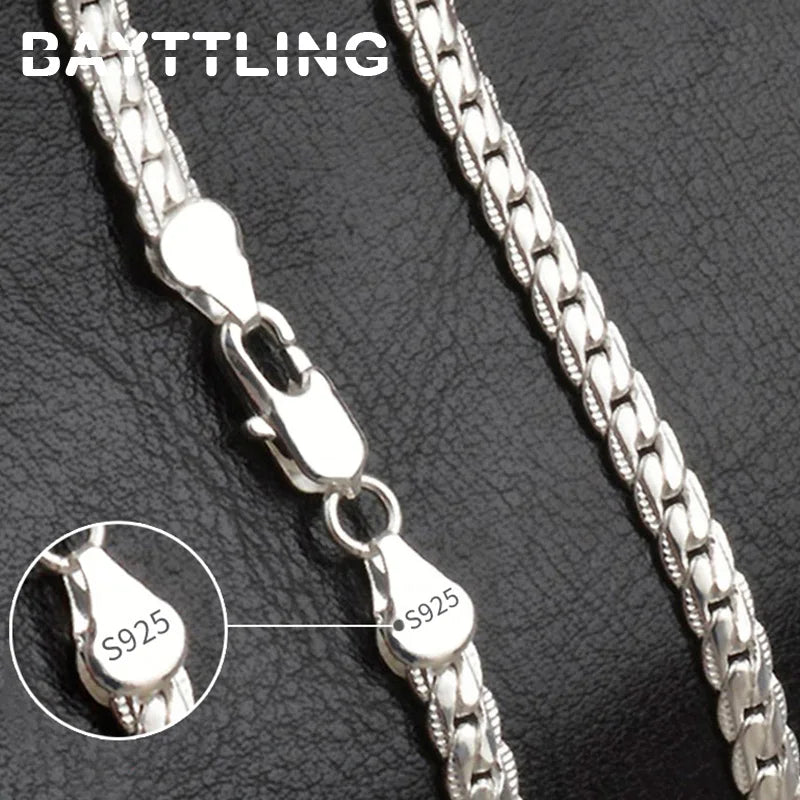 BAYTTLING Man Necklace 925 Sterling Silver 8/18/20/24 Inch Side Chain Bracelet Necklace For Women Men Fashion Jewelry Gifts
