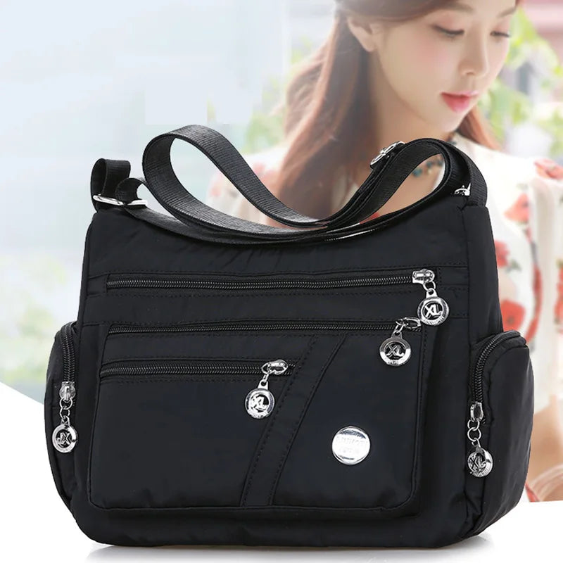 Yogodlns Oxford Waterproof Shoulder Bag Women Casual Crossbody Bag Multifunction Shopping Handbag Large Capacity Messenger Bag