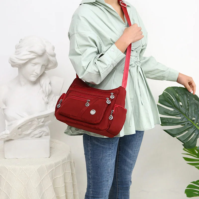 Yogodlns Oxford Waterproof Shoulder Bag Women Casual Crossbody Bag Multifunction Shopping Handbag Large Capacity Messenger Bag