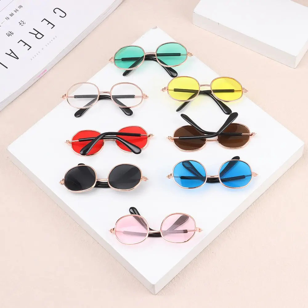 8.5cm Miniature Doll Sunglasses Metal Frame Glasses Lovely Eyewear Eyeglasses For 20cm Cotton Doll Glasses Accessories