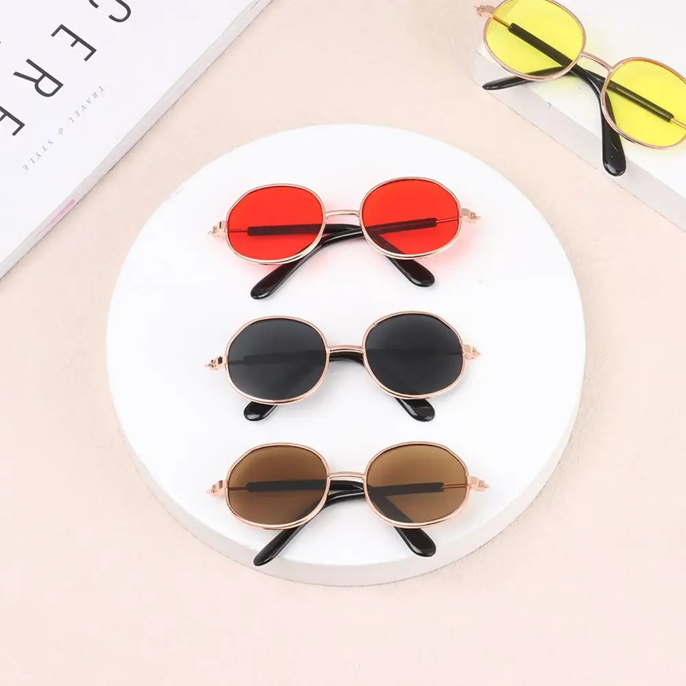 8.5cm Miniature Doll Sunglasses Metal Frame Glasses Lovely Eyewear Eyeglasses For 20cm Cotton Doll Glasses Accessories