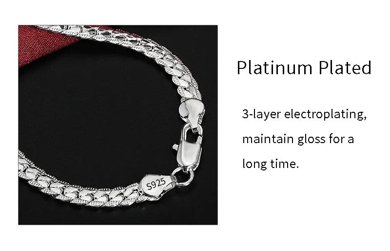 BAYTTLING Man Necklace 925 Sterling Silver 8/18/20/24 Inch Side Chain Bracelet Necklace For Women Men Fashion Jewelry Gifts