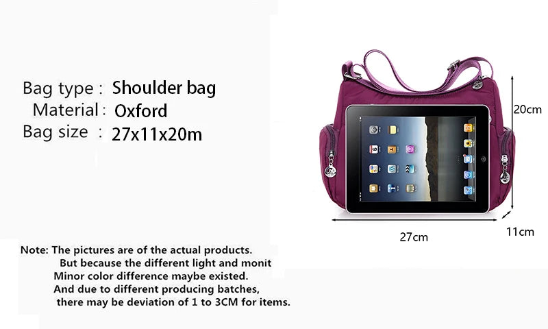 Yogodlns Oxford Waterproof Shoulder Bag Women Casual Crossbody Bag Multifunction Shopping Handbag Large Capacity Messenger Bag