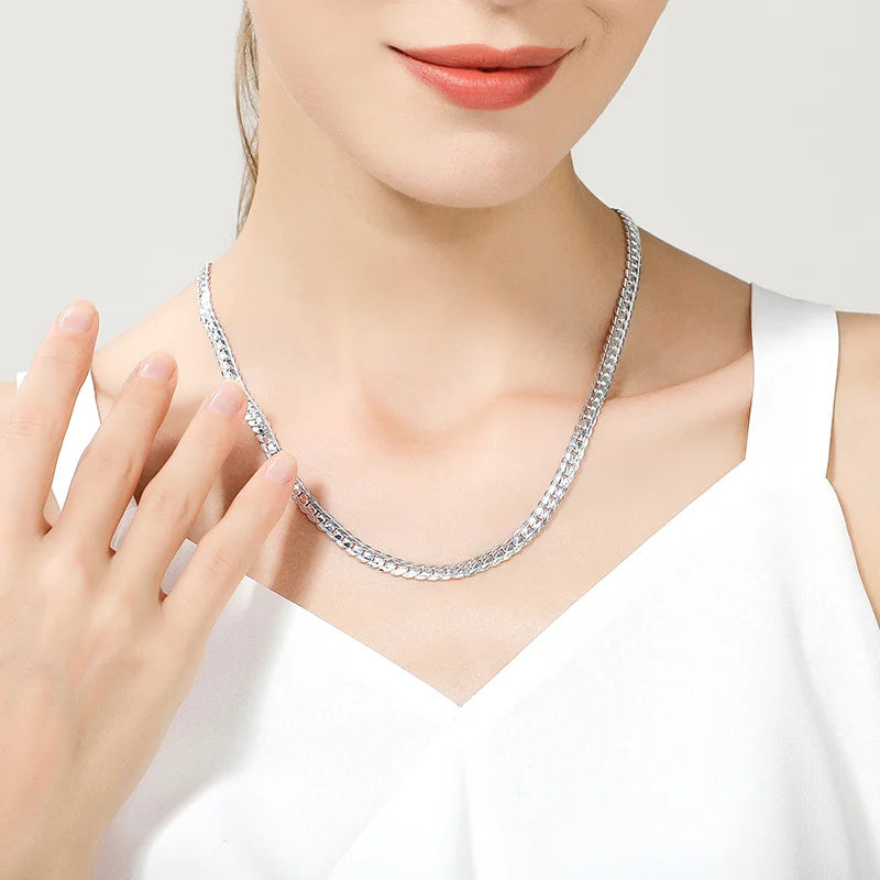 BAYTTLING Man Necklace 925 Sterling Silver 8/18/20/24 Inch Side Chain Bracelet Necklace For Women Men Fashion Jewelry Gifts