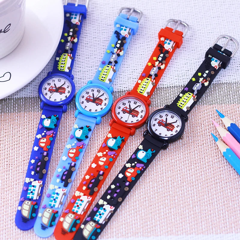 fashion cool children boys girls little kids school bus fire truck cartoon quartz watches babies holiday gifts toy watches