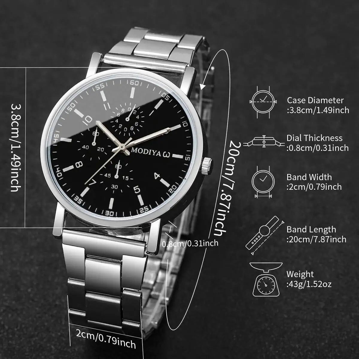 4PCS/Set Fashion Men Business Watches Casual Quartz Wristwatch Jewelry Set for Man Clock Reloj Hombre（Without Box）