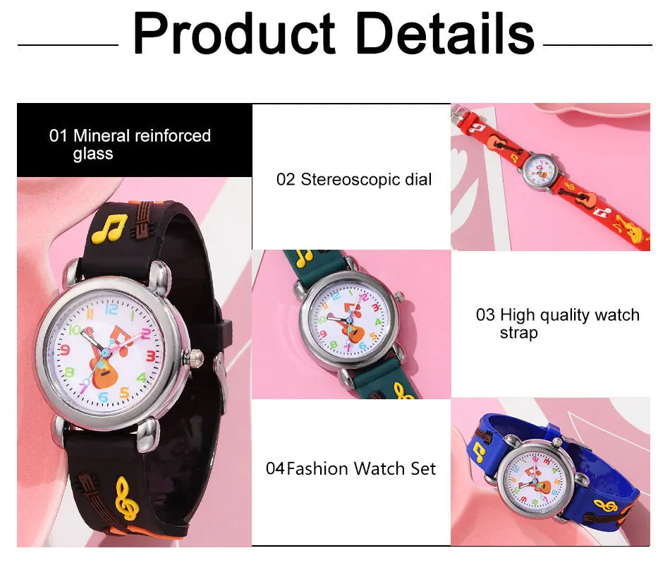Kids Fashion Watches Cartoon Watches Pink Silicone Quartz Wristwatch Birthday Gift Girl Boy Children Study Time Girl Watch Clock