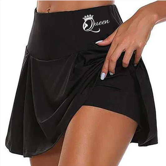 Women Skrits Summer Above Knee Double-Layer Queen Printed Shorts Dress Quick Drying Yoga Sports Leggings Fitness Shorts