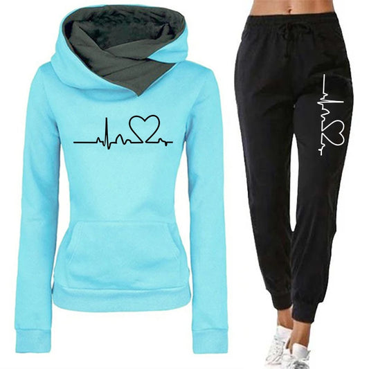 Autumn Winter Warm Womens Tracksuit Hooded +Jogger Pants 2-Piece Set Daily Casual Sweatshirt High Quality Ladies Sports Clothes