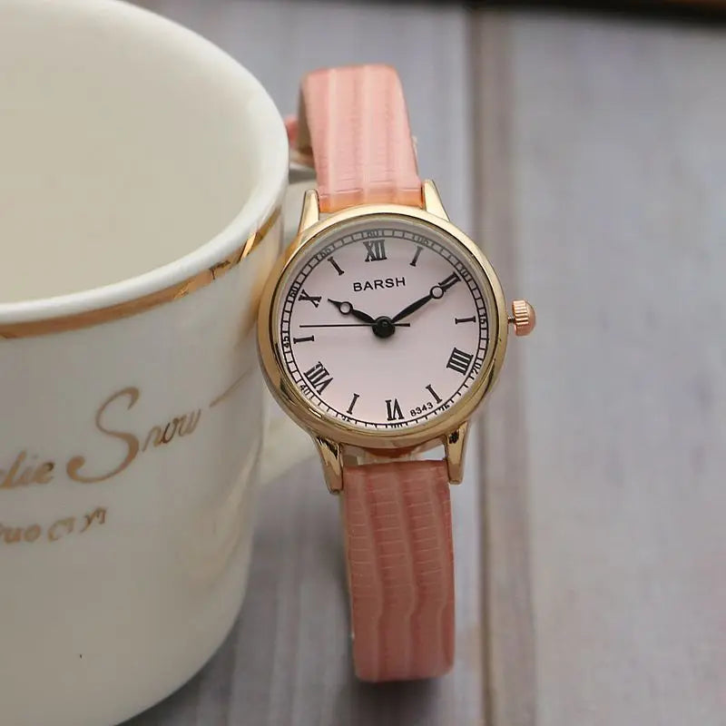 Fashion Student Watch Belt Watch Small Plate Light and Thin Student Exam Watch Women's Retro Quartz Wristwatch Relógio Feminino
