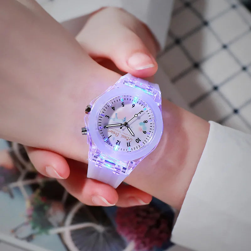 Cute Cartoon Kids Watch Flash Light Children Quartz Watch Silicone Strap Casual Luminous Boys Girls Clock Gift reloj infantil