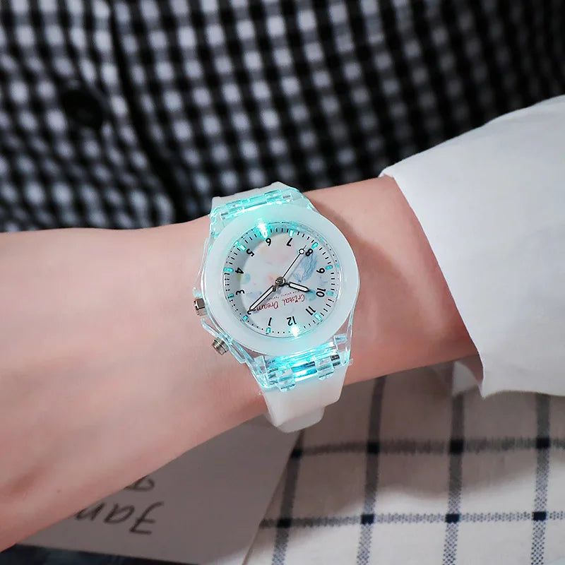 Cute Cartoon Kids Watch Flash Light Children Quartz Watch Silicone Strap Casual Luminous Boys Girls Clock Gift reloj infantil