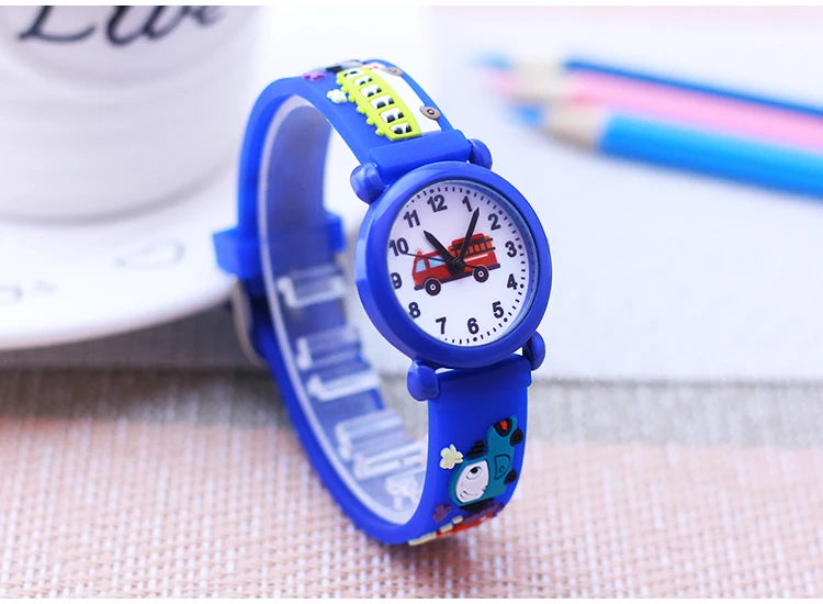 fashion cool children boys girls little kids school bus fire truck cartoon quartz watches babies holiday gifts toy watches