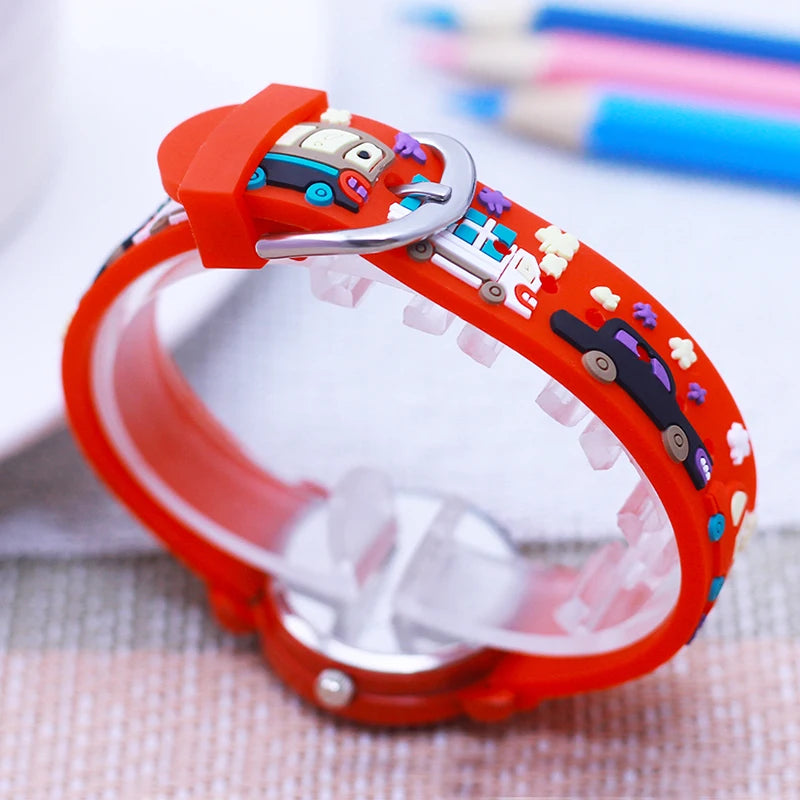 fashion cool children boys girls little kids school bus fire truck cartoon quartz watches babies holiday gifts toy watches