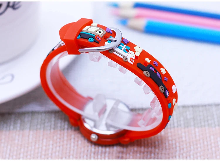 fashion cool children boys girls little kids school bus fire truck cartoon quartz watches babies holiday gifts toy watches