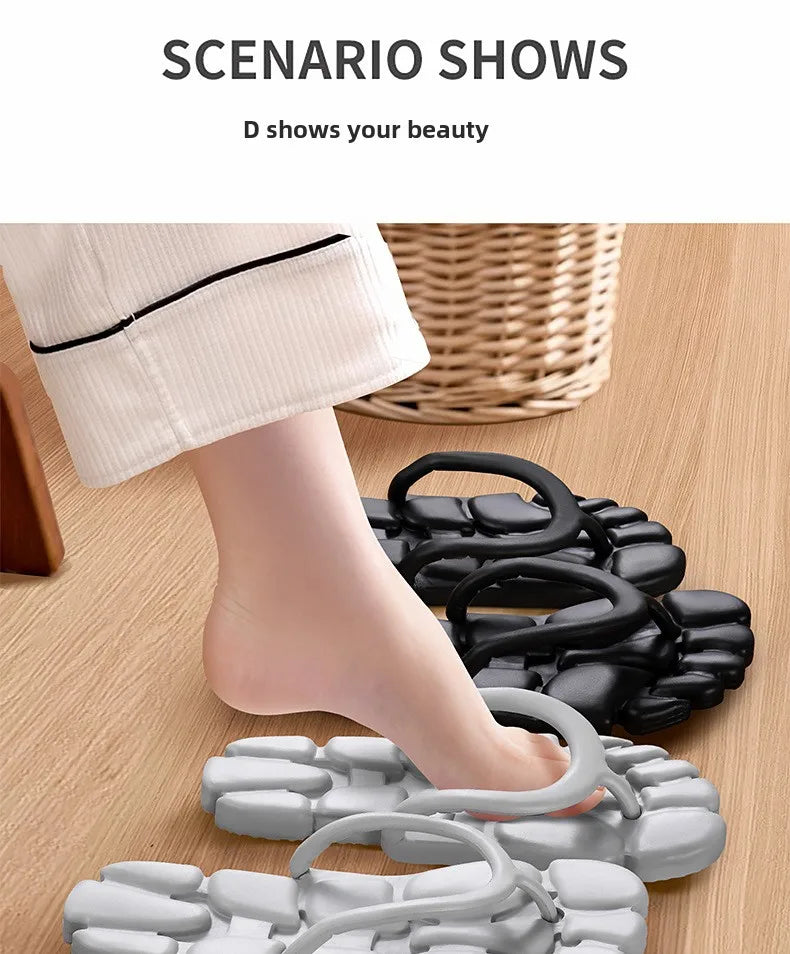 Beach Slides For Women Mens Beach Slippers Arch-Support Quick-Dry Foldable Slides For Business Trip Travel Garden Yoga Shower