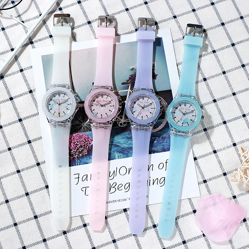 Cute Cartoon Kids Watch Flash Light Children Quartz Watch Silicone Strap Casual Luminous Boys Girls Clock Gift reloj infantil