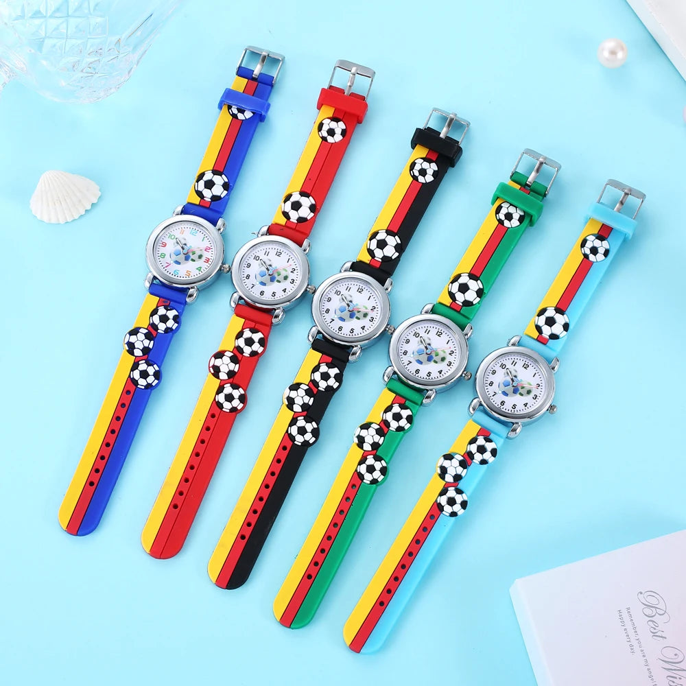 New Fashion Color Cartoon Football Students Children Watch Quartz Watch Electronic Watch