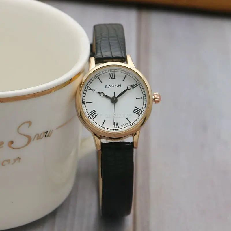 Fashion Student Watch Belt Watch Small Plate Light and Thin Student Exam Watch Women's Retro Quartz Wristwatch Relógio Feminino
