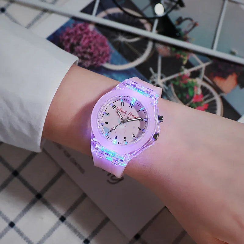 Cute Cartoon Kids Watch Flash Light Children Quartz Watch Silicone Strap Casual Luminous Boys Girls Clock Gift reloj infantil