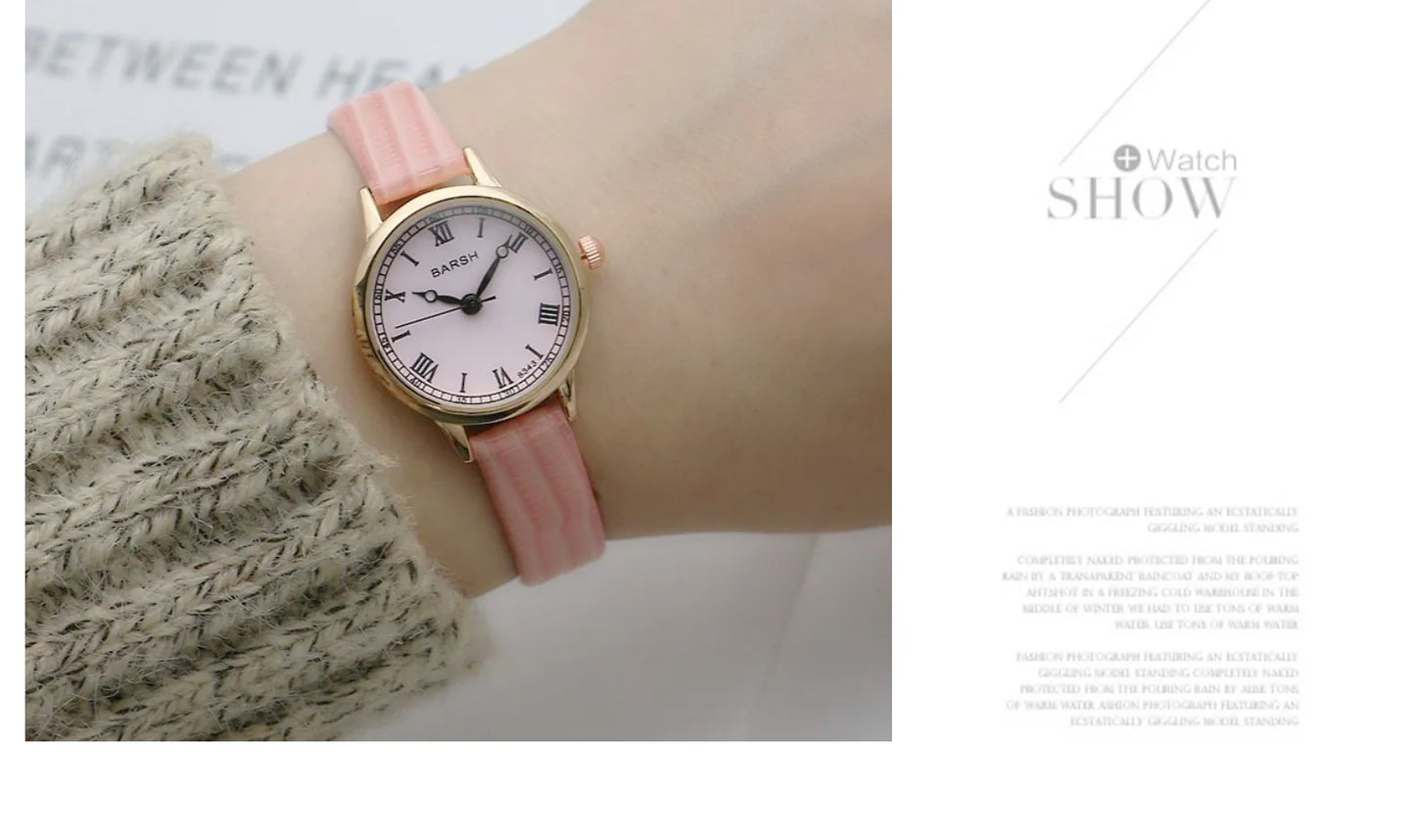 Fashion Student Watch Belt Watch Small Plate Light and Thin Student Exam Watch Women's Retro Quartz Wristwatch Relógio Feminino