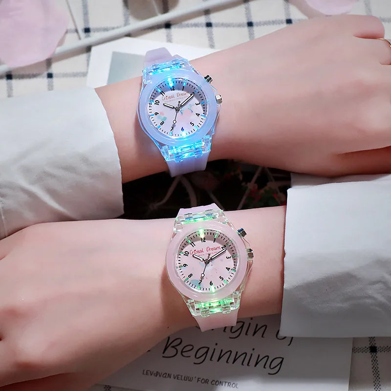 Cute Cartoon Kids Watch Flash Light Children Quartz Watch Silicone Strap Casual Luminous Boys Girls Clock Gift reloj infantil