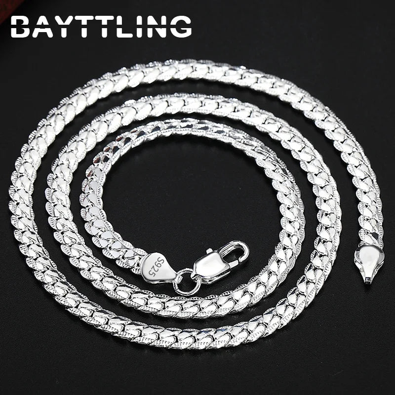 BAYTTLING Man Necklace 925 Sterling Silver 8/18/20/24 Inch Side Chain Bracelet Necklace For Women Men Fashion Jewelry Gifts