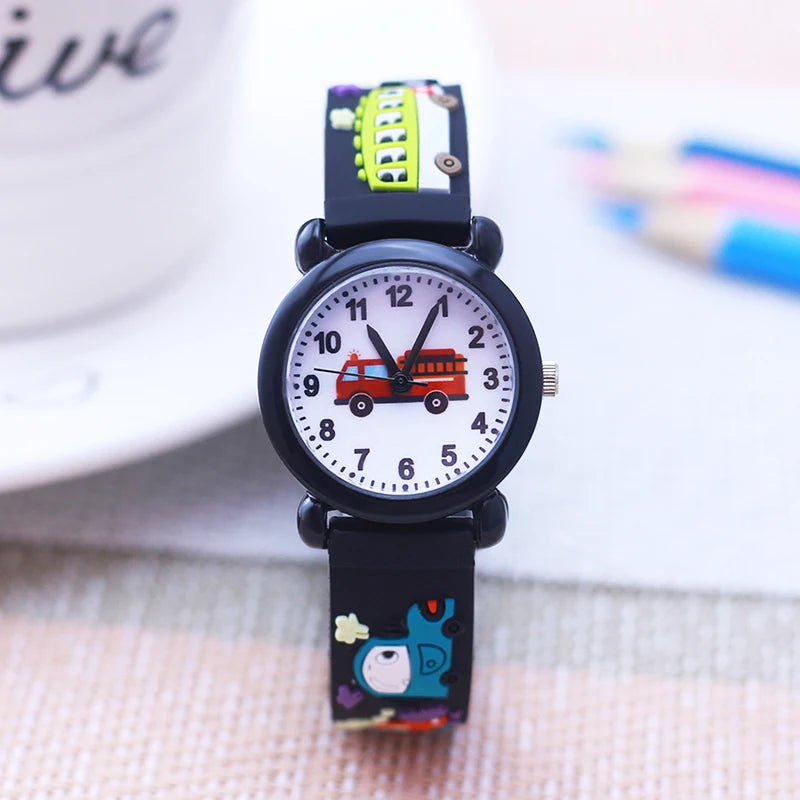 fashion cool children boys girls little kids school bus fire truck cartoon quartz watches babies holiday gifts toy watches