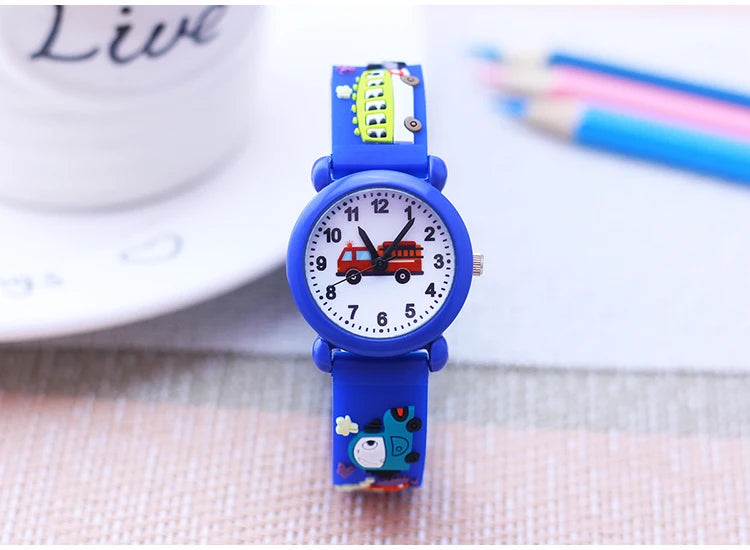 fashion cool children boys girls little kids school bus fire truck cartoon quartz watches babies holiday gifts toy watches