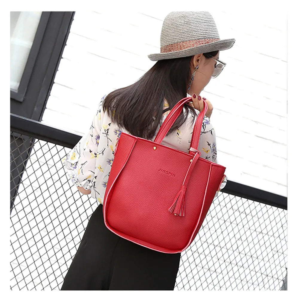 4pcs Tote Bags Purse Set For Women Durable Pu Leather Shoulder Bags With Zipper For Daily Casual Wear Activities Fashion Tote