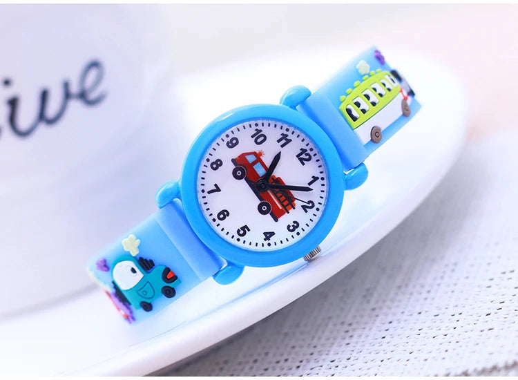 fashion cool children boys girls little kids school bus fire truck cartoon quartz watches babies holiday gifts toy watches