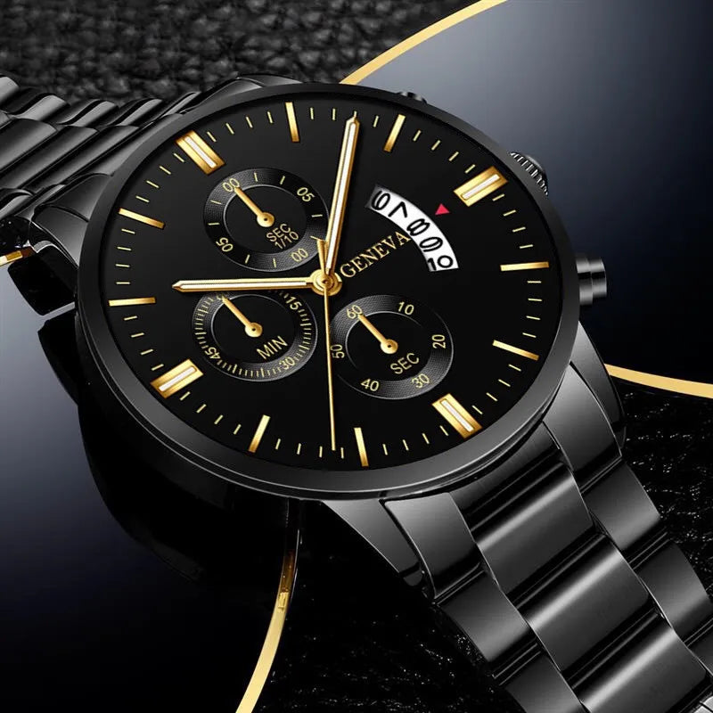 2025 Fashion Men Stainless Steel Watch Luxury Calendar Quartz Wrist Watch Mens Business Watches for Man Clock Montre Homme