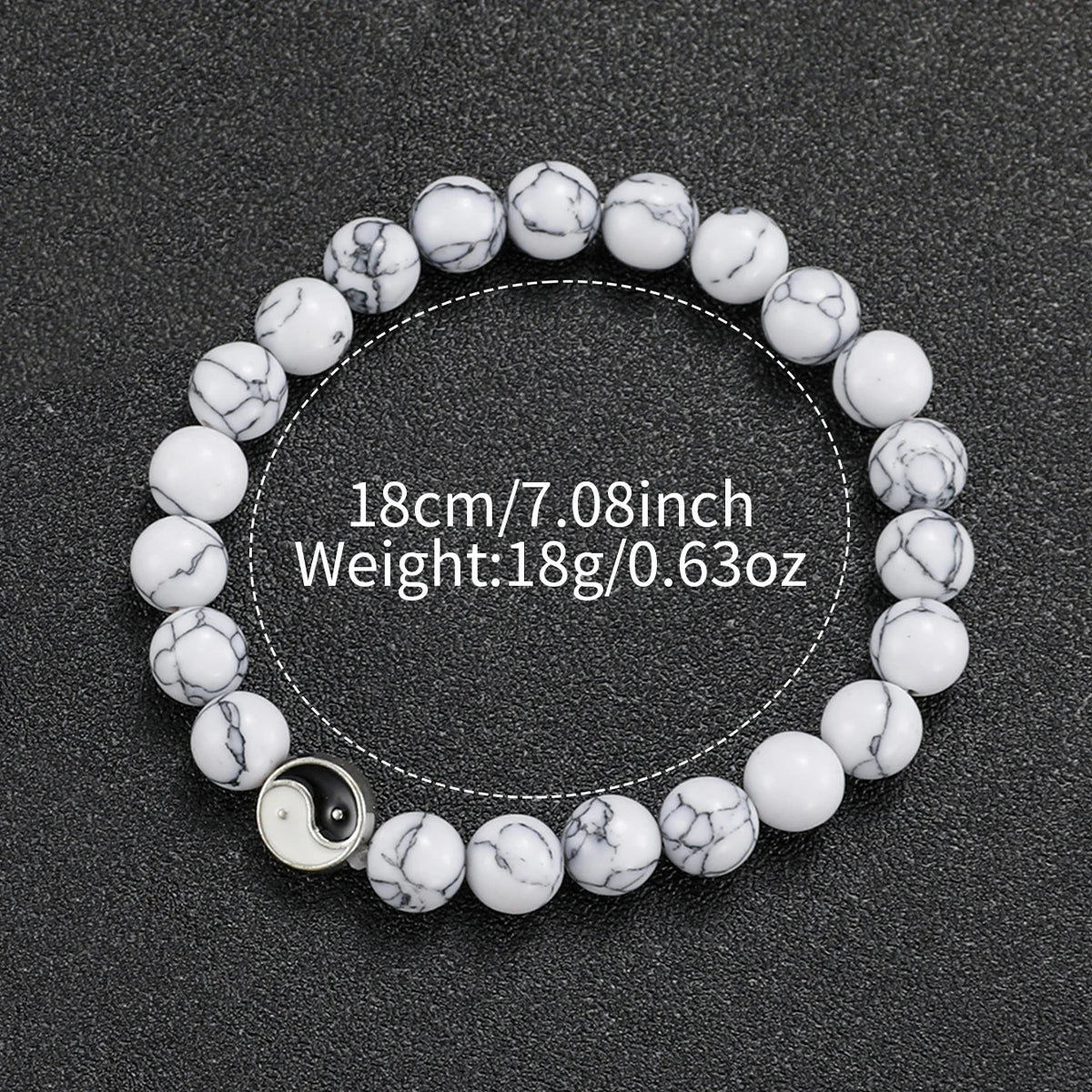 4PCS/Set Women's Fashion Watch Leather Strap Simple Couple Quartz Watch with Black White Bagua Beaded Bracelet