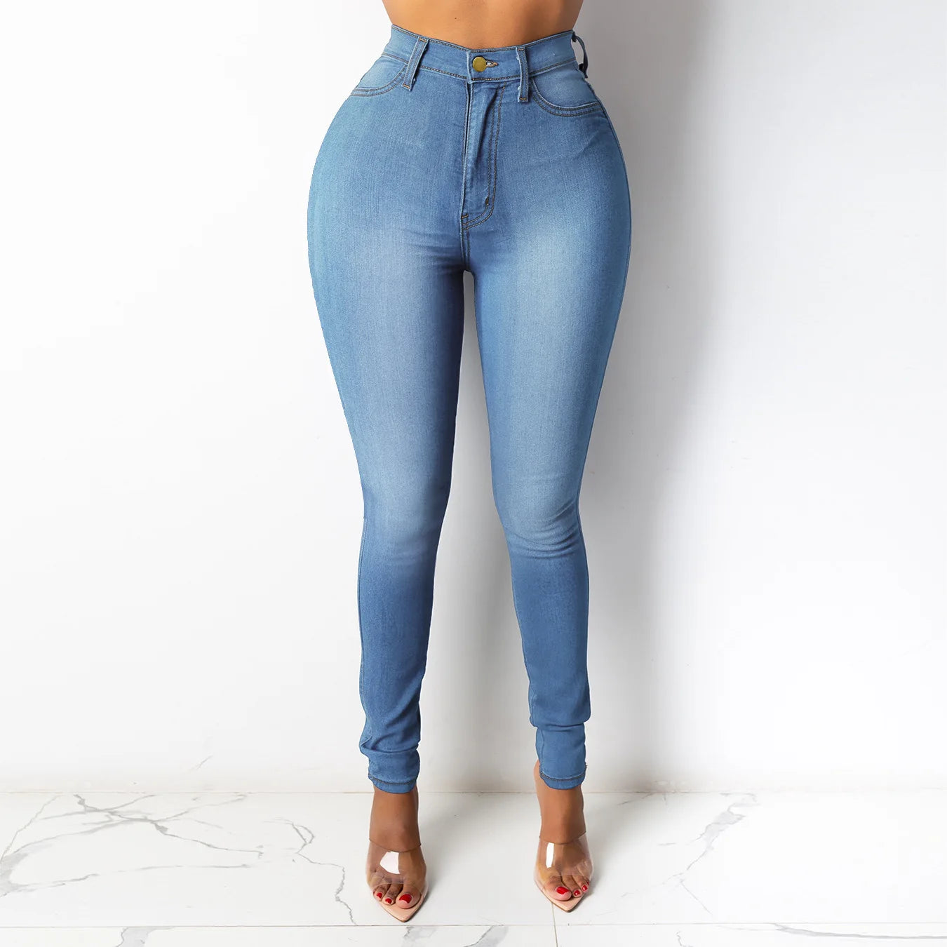 2025 Spring New 5 Colors High Waist Thin Jeans For Women Fashion Casual Slim Elastic Denim Pencil Pants S-3XL Drop Shipping