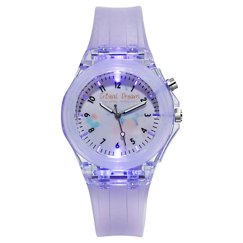 Cute Cartoon Kids Watch Flash Light Children Quartz Watch Silicone Strap Casual Luminous Boys Girls Clock Gift reloj infantil