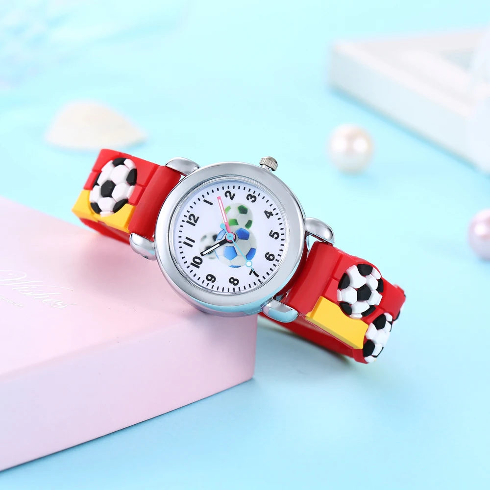 New Fashion Color Cartoon Football Students Children Watch Quartz Watch Electronic Watch